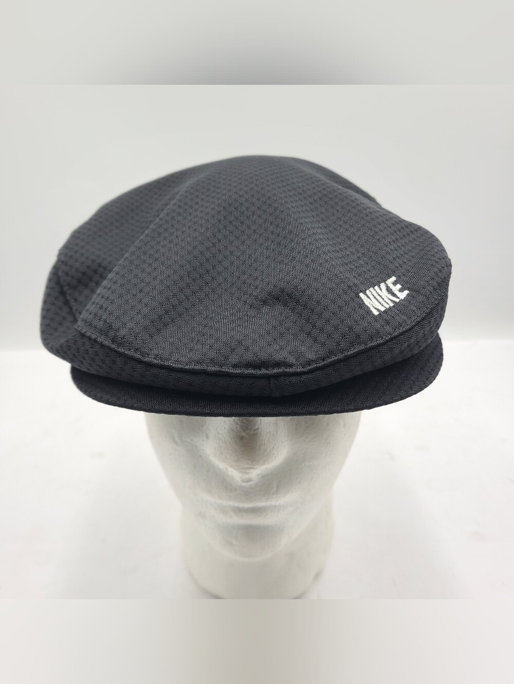 B55 Vintage Nike Flat Cap Sz L Beret Black Golf Newsboy Tiger Woods